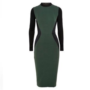 Victoria Beckham Two Tone Rib Panel Midi Dress